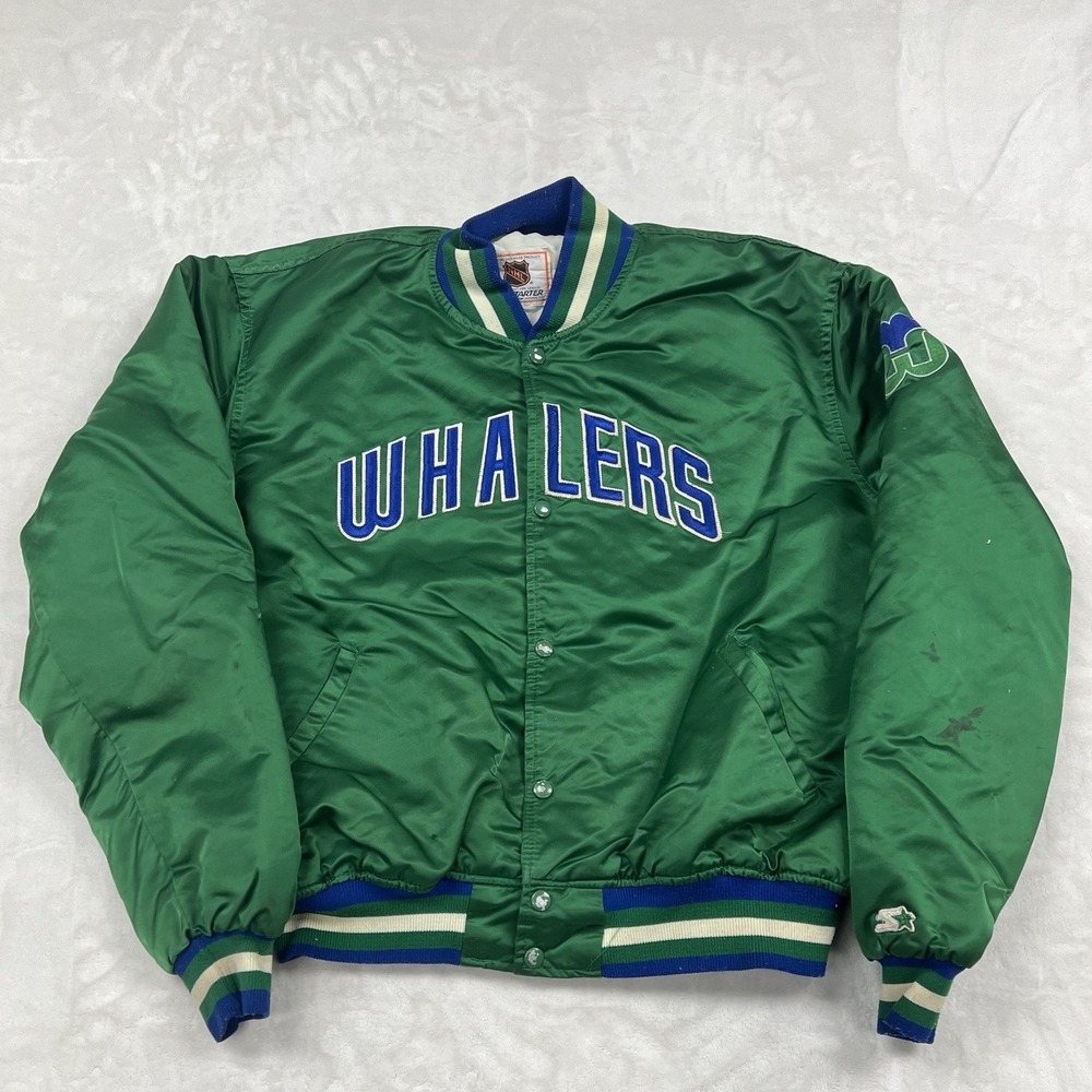 Starter Hartford Whalers Jacket Mens XXL Green NHL Satin Bomber Vintage 90s